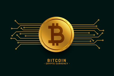 Golden bitcoin background with network lines vector