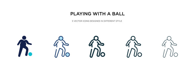 Playing with a ball icon in different style two vector