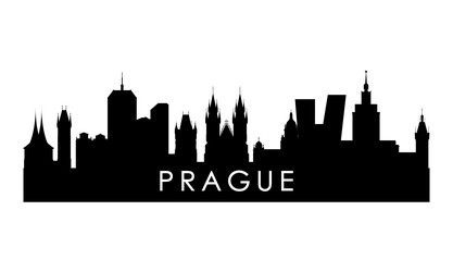 Prague skyline silhouette black city vector