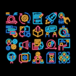 scrum agile neon glow icon vector