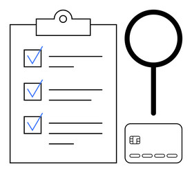 checklist on clipboard magnifying glass vector image