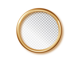 circle shiny gold frames realistic with shadows vector