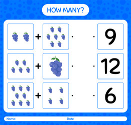 how many counting game with blueberry worksheet vector image