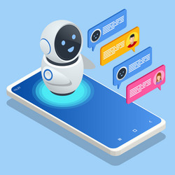 Isometric artificial intelligence chat bot vector