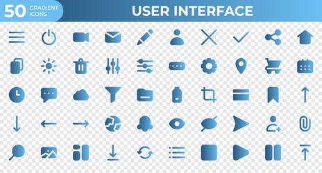 Set of 50 user interface icons in gradient style vector