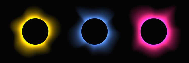 Set of circle illuminate light frames with color vector