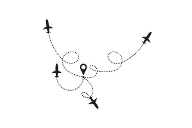 tourism and travel concept airplane line path vector