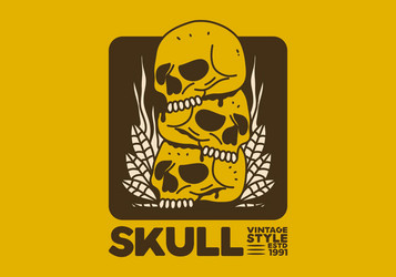 Vintage art of a pile skulls vector