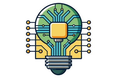 a lightbulb with circuit board inside vector image