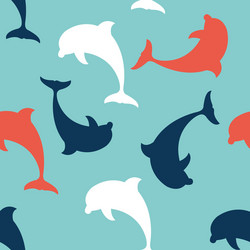 Flat design dolphin seamless pattern background vector