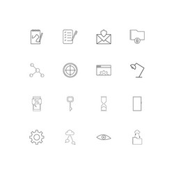Internet technologies linear thin icons set vector