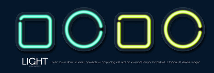 shining neon square and circle banner set simple vector image
