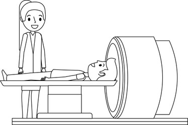 Tomography scanner machine with patient and doctor vector