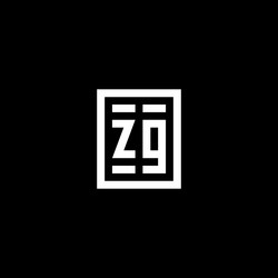 Zg initial logo with square rectangular shape vector