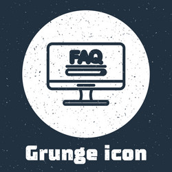 grunge line computer monitor with text faq vector image