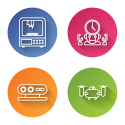 Set line 3d printer robot and digital time vector