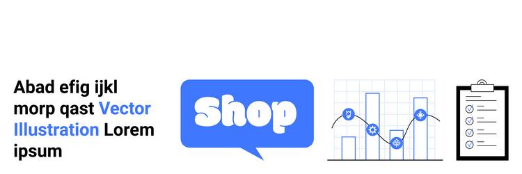 shopping and data analytics concept with graphs vector image