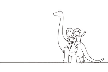 Single continuous line drawing little boy Vector Image
