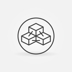 circle with blockchain and three blocks outline vector image