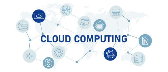 cloud computing icon set with data vector image