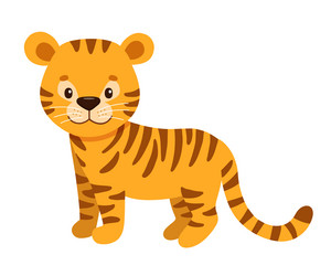 Cute tiger in cartoon style drawing african baby vector