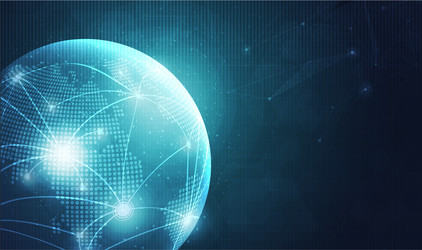 global network technology background with world vector image