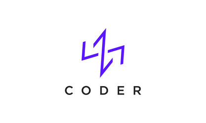 programming code technology logo in a simple vector