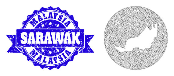 wire frame mesh round inverted map sarawak vector image