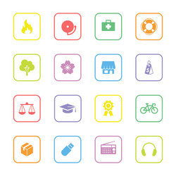 colorful web icon set 6 with rounded rectangle fra vector