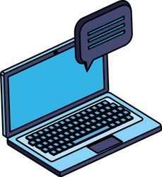 laptop computer device with speech bubble vector image