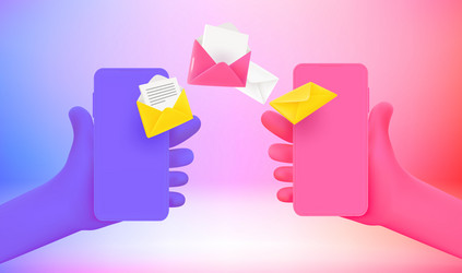 mailing via mobile application concept 3d vector image
