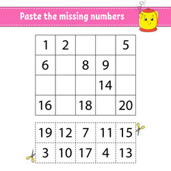 paste missing numbers handwriting practice vector