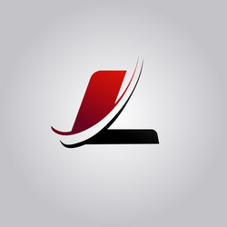 Initial l letter logo with swoosh colored red vector