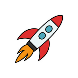 rocket flying in space spaceship launch vector image