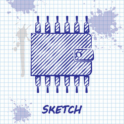 sketch line cryptocurrency wallet icon isolated vector