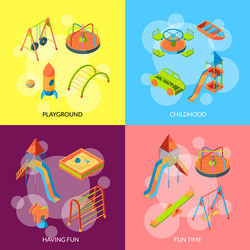 isometric playground objects concept vector image