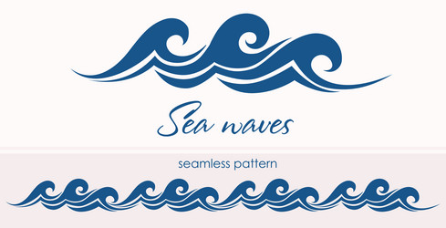 Marine seamless pattern with stylized blue waves Vector Image