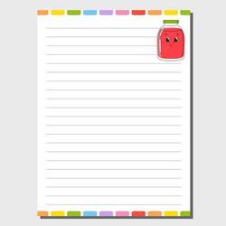 sheet template for notebook notepad diary funny vector image