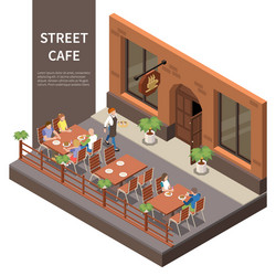 Street cafe in town square Royalty Free Vector Image