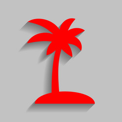 Coconut palm tree sign red icon with soft vector