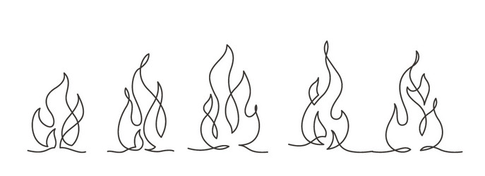 Flame fire set sketch Royalty Free Vector Image