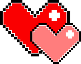 Red and pink pixel heart isolated vector