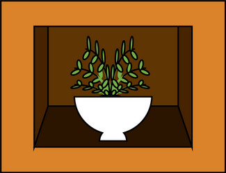 Shelf with decorative objects vector