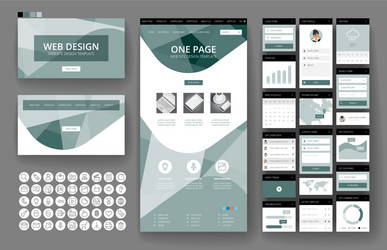 website design template and interface elements vector image