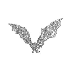 continuous curve line drawing of agile flying bat vector