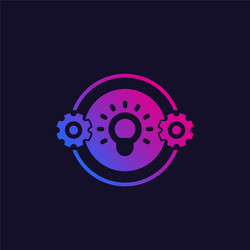 Idea icon with light bulb and gears vector