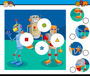 Robot Match Puzzle Game vector image