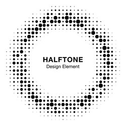 abstract circle frame halftone random dots emblem vector image