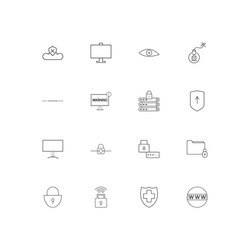 internet security linear thin icons set outlined vector image