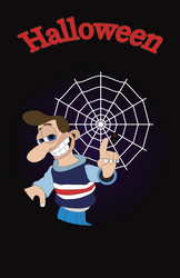 man with a cheeky smile and big nose pointing vector image